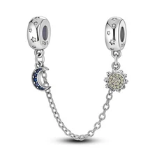MULA 925 Silver DIY Charm Safety Chain AAA CZ Moon and Stars For Women Bracelet