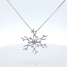 Sterling Silver Snowflake Pendant with CZ's 20" Box Chain Necklace 5.6 Grams
