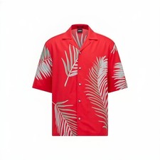 HUGO BOSS REGULAR-FIT SHORT-SLEEVED SHIRT WITH LEAF PRINT MENS SIZE M NWT