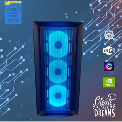 Gaming PC RGB Desktop Intel i7 CPU upto RTX 3050 RAM 64GB SSD 1TB WiFi BT WIN10