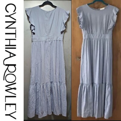 $425 Cynthia Rowley Sky Blue Linen Blend Ruffle Details Tier Maxi Dress~ M M3020 | eBay $425 Cynthia Rowley Sky Blue Linen Blend Ruffle Details Tier Maxi Dress~ M M3020 | eBay