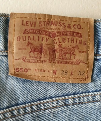 LEVIS 550 JEANS W 38 L 32 Vintage Relaxed Fit Blue Denim Red Tab (67) - Picture 5 of 12