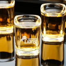 Custom Engraved Detroit Lions Shot Glass – 2.2 oz Square Shot Glass