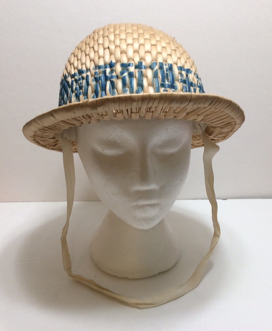 Vintage Asian Bamboo Straw Hard Hat