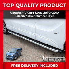 FITS VAUXHALL VIVARO LWB 14>19 ALUMINIUM SIDE STEPS CLUMBER STYLE RUNNING BOARDS