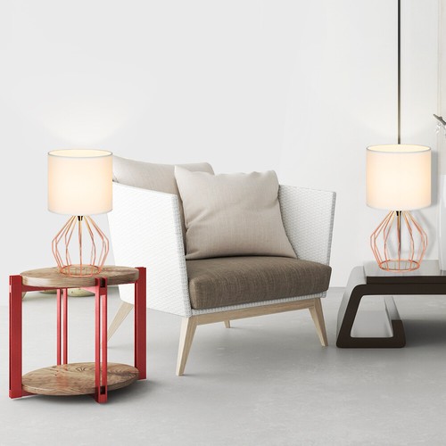 Modern Set of 2 Bedside Lamp Table Desk Lamp Cage Lamp Bedroom Living Room Gift - Picture 8 of 9