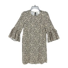 HM Womens Dress Shift Cheetah Leopard 2 Bell Sleeve Casual Business Office