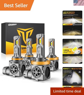 Luxury H11 9005 Light Bulbs - 900% Brighter, Advanced Cooling, 6500K Color Temp