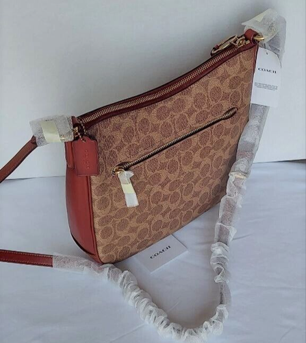 NWT Authentic Coach Chaise Crossbody In Signature Canvas 38579 In Tan Rust | eBay
