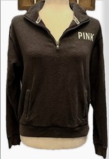 PINK Victoria s Secret Gray Blue 1/4 Zip Pullover Sweater Size XS