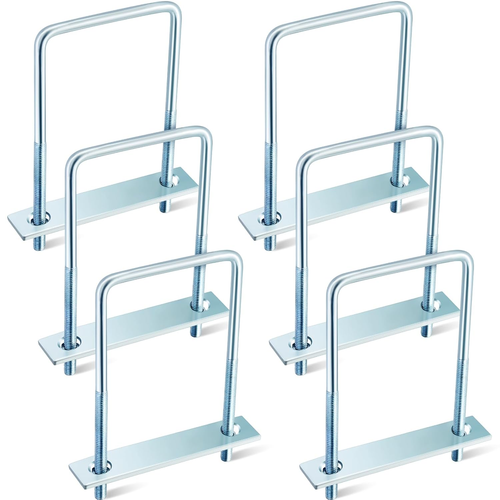 6 Pcs Square U Bolts Zinc Plated, Heavy Duty Carbon Steel U Bolt Industrial and