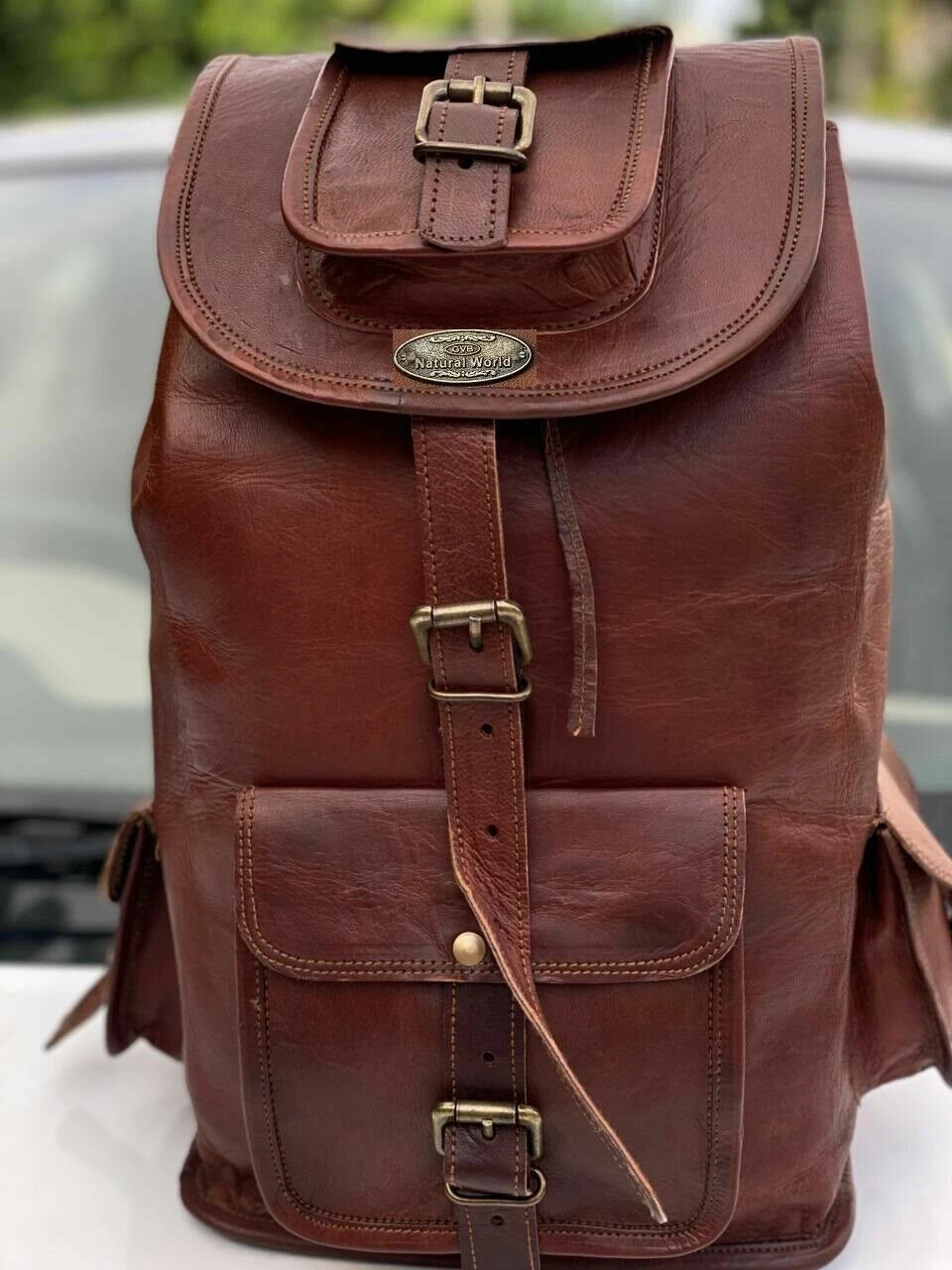 Vintage Men Travel New (Very Popular Bag) Leather Bag Backpack Rucksack Laptop