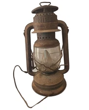 Vintage Nier Feuerhand 260 Lantern Germany Kerosene Oil Lamp Wired Globe WWII