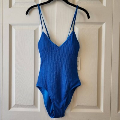 No Boundaries Womens Blue Swimsuit Bathing Suit Size S V-Neck - Main Image