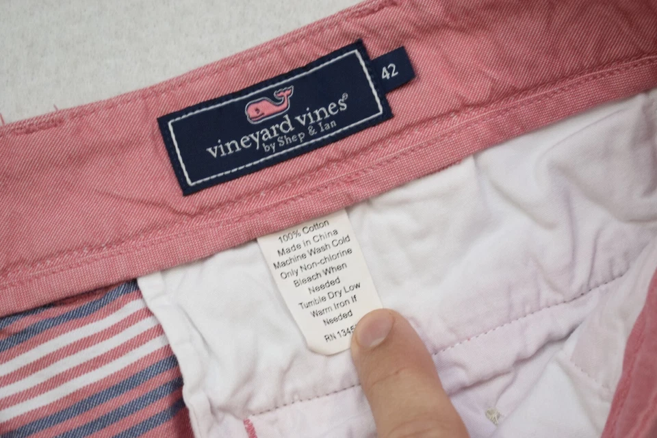 Pantalones Cortos Rompedores de Ballenas Vineyard Vines Rayas Frente Plano Chino Para Hombres Talla 42 x 9" Foto 4 de 4