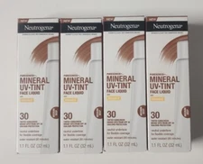 LOT OF 4 Neutrogena Purescreen Mineral UV Tint Face Liquid Sunscreen MEDIUM Deep