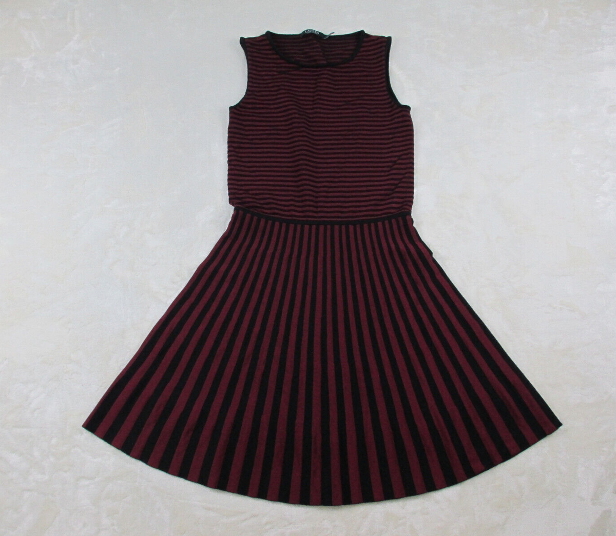 Lauren Ralph Lauren Dress Womens Medium Red Black Striped Preppy