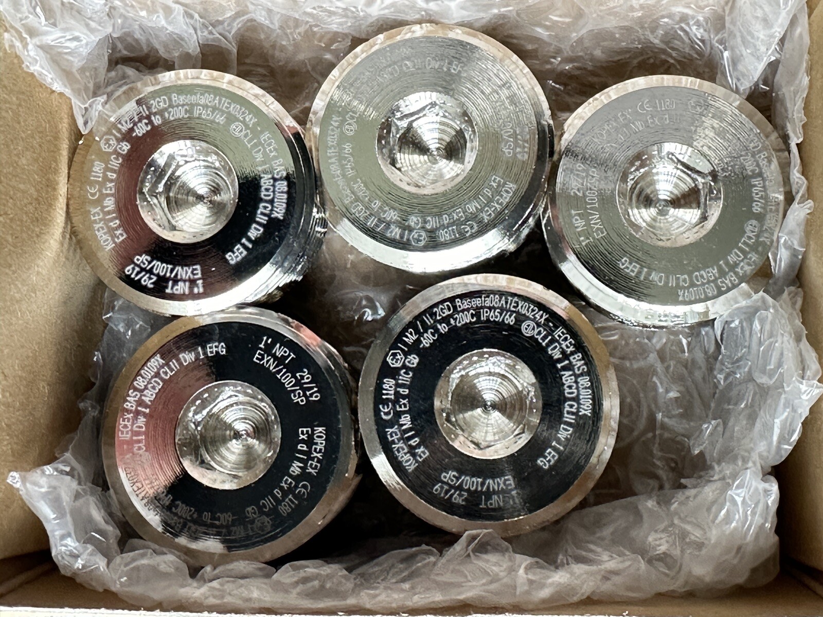 Box of 5 ABB EXN/100/SP Screw-In Standard Conduit Stopping Plug, 1 in NPT, Brass