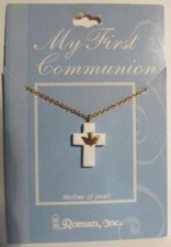 My First Communion Mother of Pearl Cross Dove Roman, Inc - New Other, USA Made