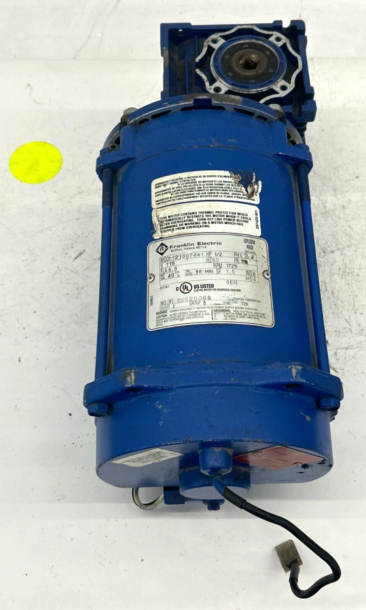 FRANKLIN ELECTRIC MOTOR 1121007441 W/WORM-GEAR REDUCER NMRV 040