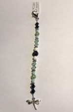 Ellie  s Dance Green Scissor Fob Made With Beads And Charms - My Big Toe Designs