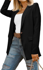 Chic Women's Business Casual Blazer with Pockets - Professional Work Jacket