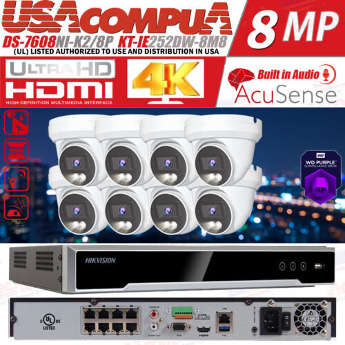 Hikvision 8CH IP POE CCTV Security Camera System 8MP /Audio Smart Dual Light Lot