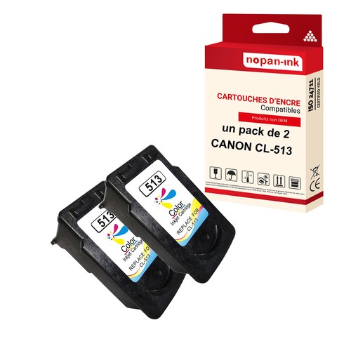 Cartouches D'encre Compatibles CANON CL-513XL Couleur - Pack De 2, Marque NOPAN-INK, Neuf