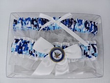 Wedding Garter Belt Set Blue Cammo United States Navy