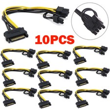 10 Pcs 15-pin SATA Male to 8-pin 6 2 PCI-E PCI Express Power Adapter Cable 8"