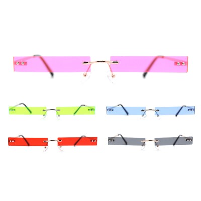 Rimless Avant Garde Slit Narrow Lens Pimp Shade Sunglasses