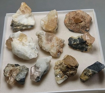 60 gm Aesthetic Katlang Topaz Specimens Lot - 10 Pcs - Nice Color & Formation.