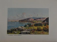 Antique Sorrento View from Capodimonte Color Engraving Original Art 1929 History