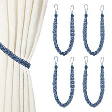 4Pcs Curtain Tiebacks 56cm/22" Braided Drapery Holdback Dark Blue