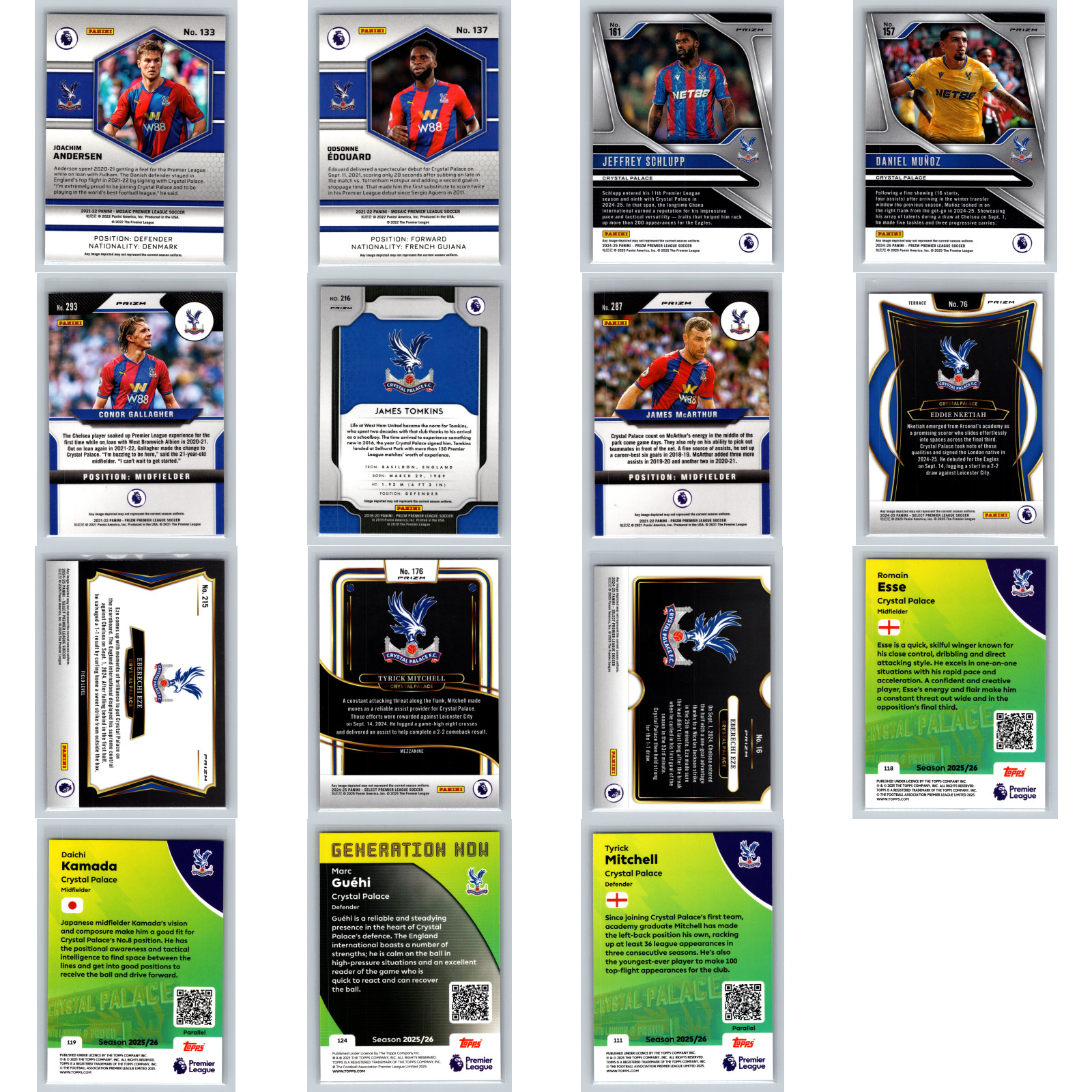 Crystal Palace Lot Panini Topps Rookie RC Prizm Select Mosaic Premier League 15c view 2