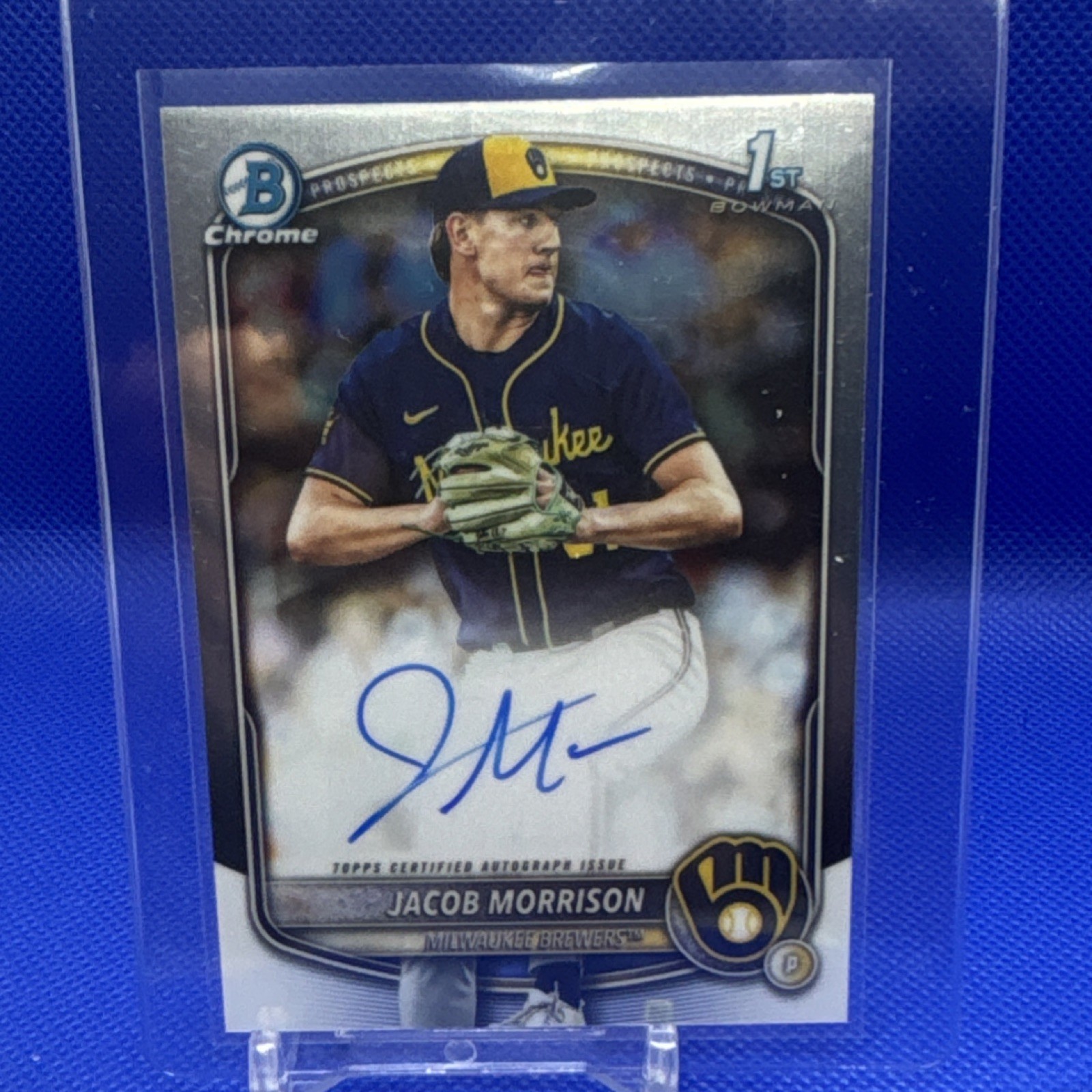 Topps 2025 Bowman Draft Chrome Autograph Jacob Morrison Rookie #CPA-JMO Brewers
