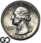 1949 Washington Quarter 25C Silver BU Nice Original Surfaces