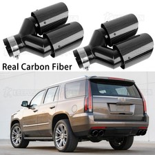 Real Carbon 2.5" Inlet 4.0" Outlet Dual Exhaust Pipes Tips For Cadillac Escalade