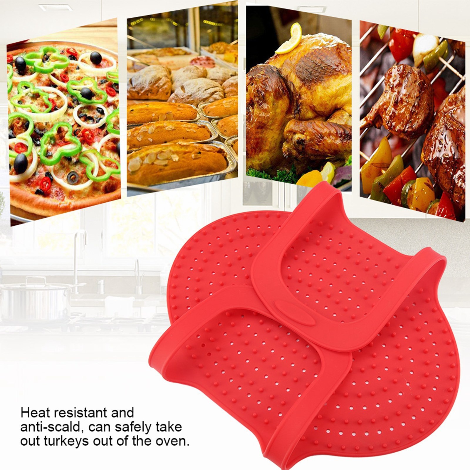Food Grade Silicone Heat Resistant Turkey Lifter Non Stick Poultry Cooking