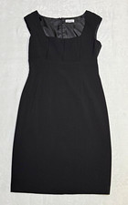 Calvin Klein Black Sheath Dress Womens Square Neck Career Cocktail -See Measures