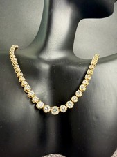 Vintage 14k Gold 8.5 Ctw Natural Diamonds Graduated Tennis Necklace VS2 16"