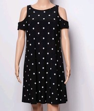 Lauren Ralph Lauren RL Cold Shoulder Dress Black White Women's 16 Lined