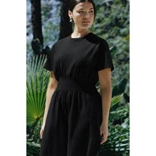 Everlane The Organic Cotton Waisted Dress in Black L NWT