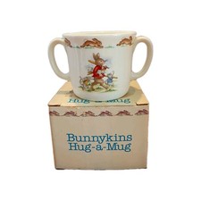 Royal Doulton Bunnykins Double Handle Hug a Mug Cup Vintage Bone China w/box
