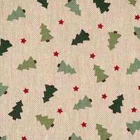 Weihnachtsstoff Dekostoff Halbpanama Leinenlook Tanne Natur GrüN 1,40M Br