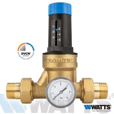 WATTS Druckminderer - Serie DRV/N mit Verschraubung, DN15/20/25 - Messing blank