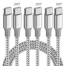 KYEHD USB C Cable  3 Pack 10FT 60W Fast Charging C to 10 feet, Grey white
