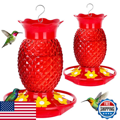 Fchstaer Glass Feeders For Outdoors Hanging Ant And Bee Proof 16Oz 2 Pack Red