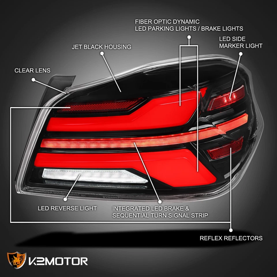 Jet Black Fits 2015-2021 Subaru WRX STI LED Tail Lights Sequential Signal Lamps Foto 3 de 4