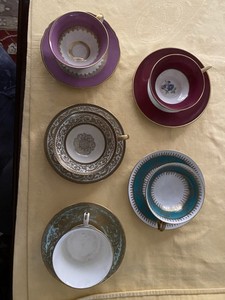 Espresso Cups and Saucers Sets - 5 Total - Mixed Patterns